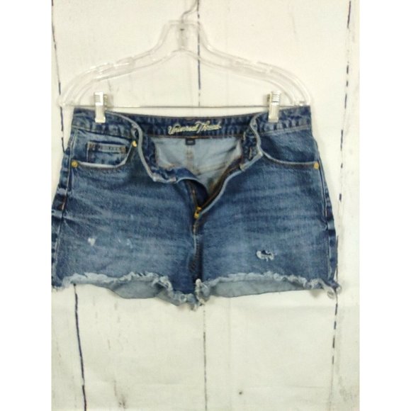 Universal Thread Blue Jean Shorts Denim Cut Off High Rise Ripped Frayed Size 10 - Picture 2 of 8